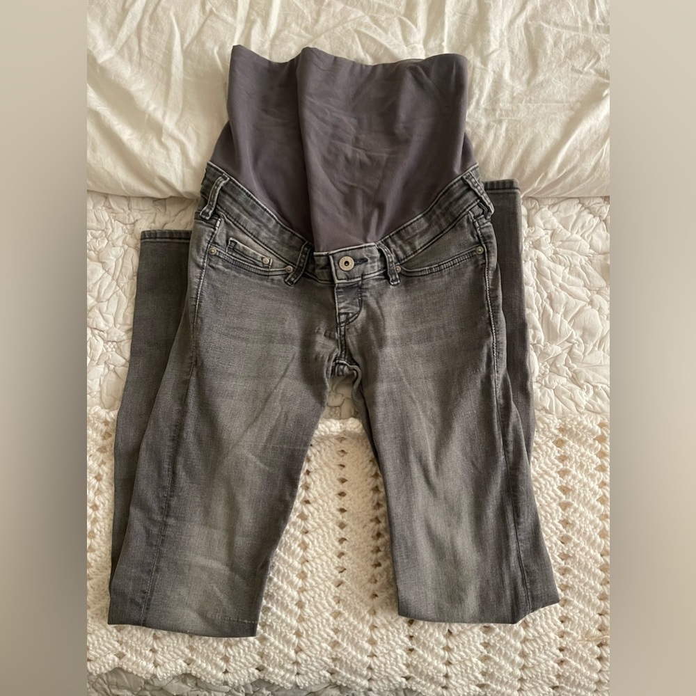 Mama skinny high rib maternity gray jeans size 4